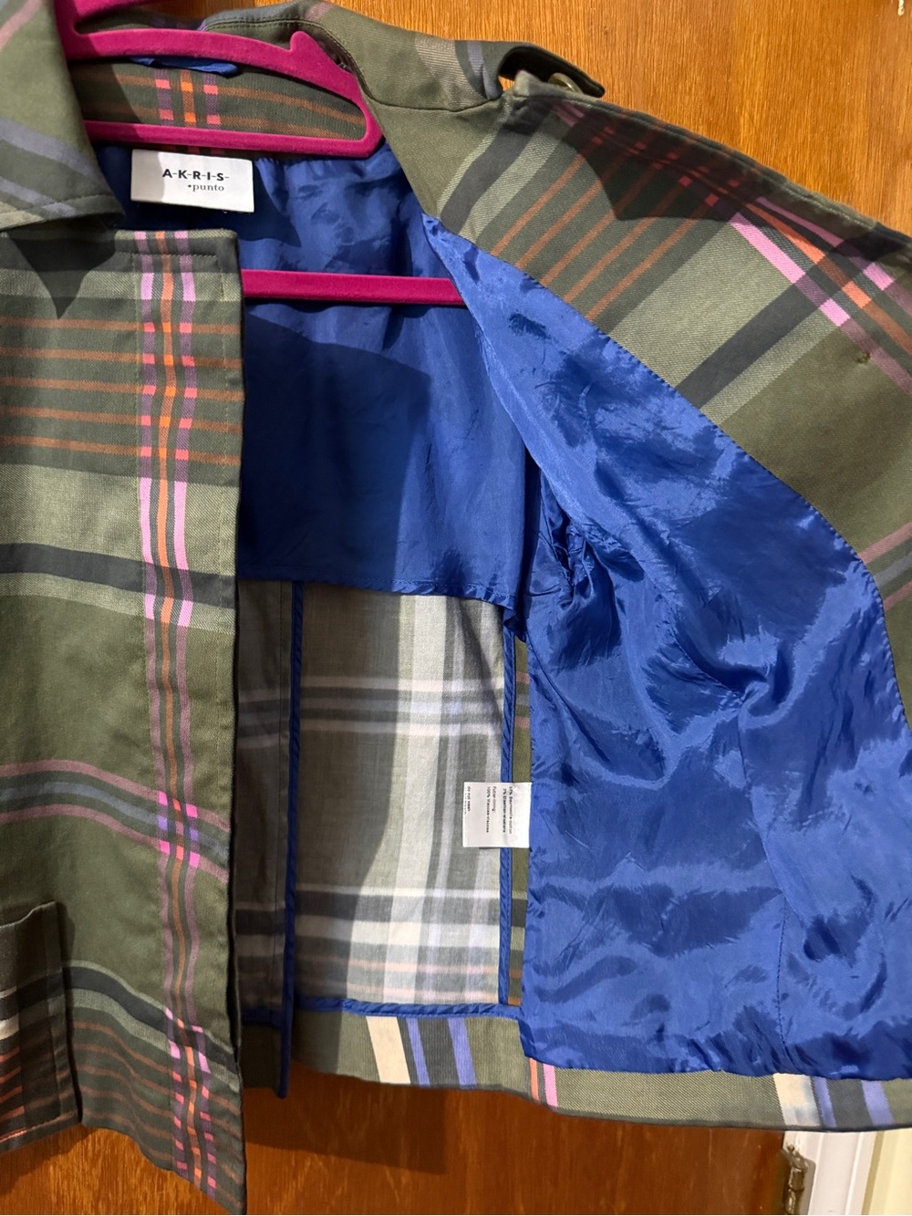 EUC Akris Punto Green Plaid Cropped Jacket - Size 6 - Picture 10 of 13